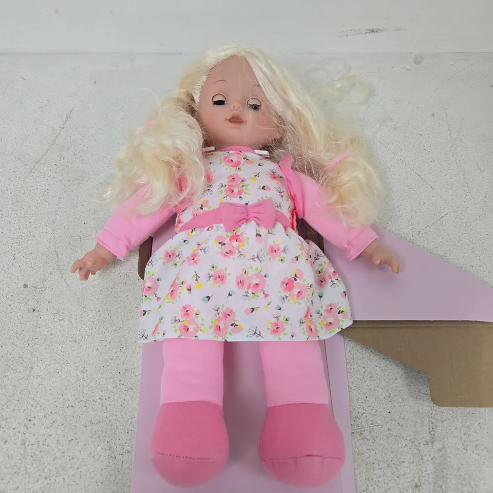 ELC CHLOE BABY DOLL WITH FLORAL DRESS AND PINK OUTFIT