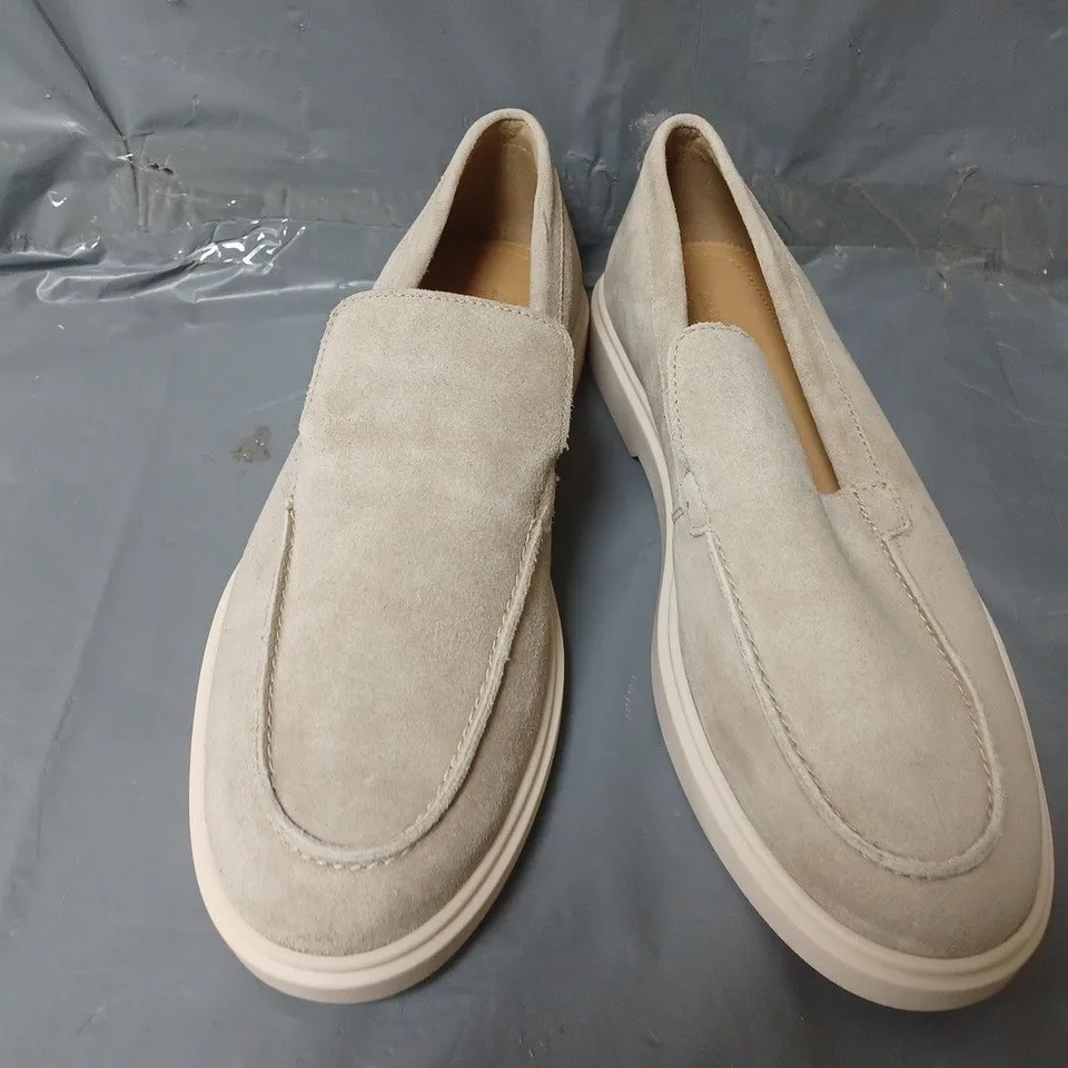 PAIR OF AUTOGRAPH SUEDE WHITE SOLE LOAFERS IN GREY - UK 8