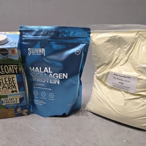 APPROXIMATELY 7 ASSORTED DRINKS ITEMS TO INCLUDE - PUREOATY , SUNNA HALLAGEN PROTEIN , MILK POWDER IRISH 