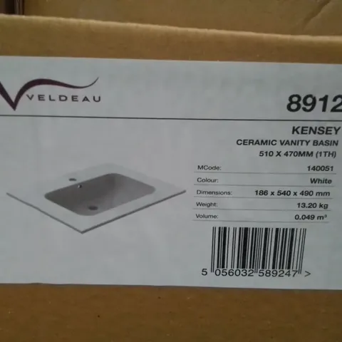 BOXED KENSEY CERAMIC VANITY BASIN 510 X 470MM