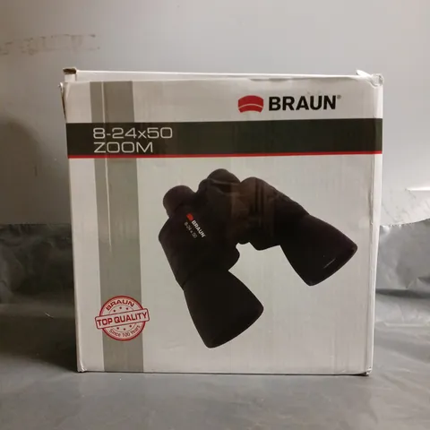 BOXED BRAUN 8-24X50 ZOOM BINOCULARS 