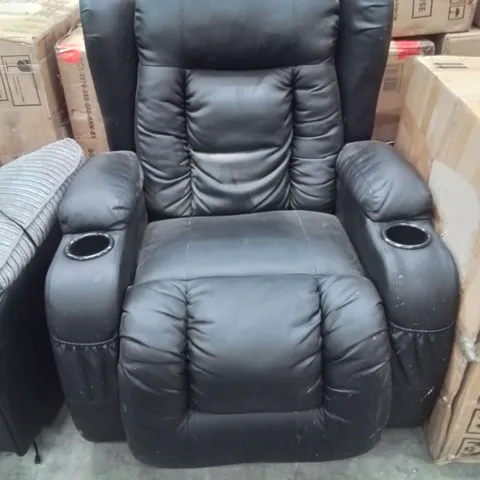 QUALITY DESIGNER FAUX LEATHER BLACK ELECTRIC RECLINER CHAIR 