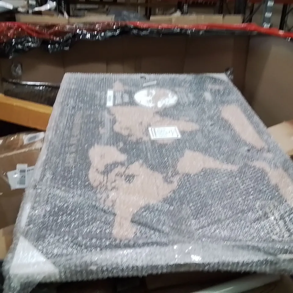 PALLET OF ASSORTED HOUSEHOLD GOODS AND PRODUCTS TO INCLUDE;WORLD TRAVEL MAP,FOAM MATS,CAMPING WAGON