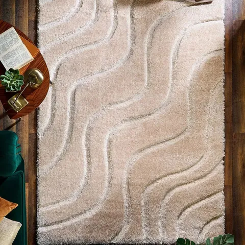 SOFT CARVED WAVES RUG IN CREAM (160x230cm) - COLLECTION ONLY