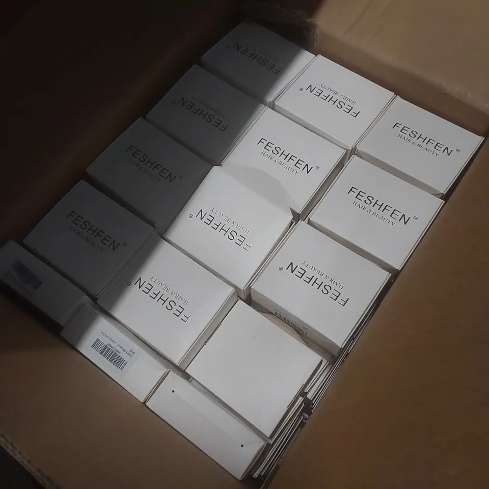BOX TO CONTAIN A LARGE QUANTITY OF FESHFEN FAUX HUMAN HAIR PIECES - DARK BROWN