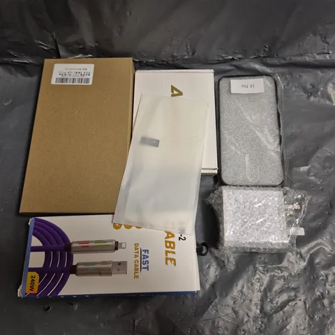 APPROXIMATELY 10 ASSORTED ELECTRICAL PRODUCTS TO INCLUDE PHONE CHARGERS , PHONE CASES , ETC 