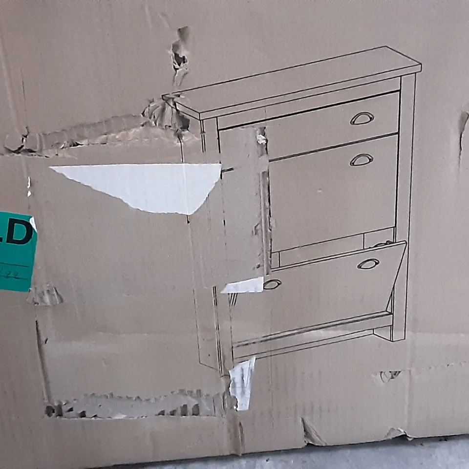 BOXED LANCASTER 2 DOOR 1 DRAWER SHOE CABINET IN GREY 