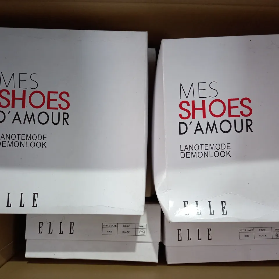APPROXIMATELY 10 BOXED PAIR OF ASSORTED ELLE SHOES TO INCLUDE SIRE AND SASHAY DESIGN IN VARIOUS SIZES 
