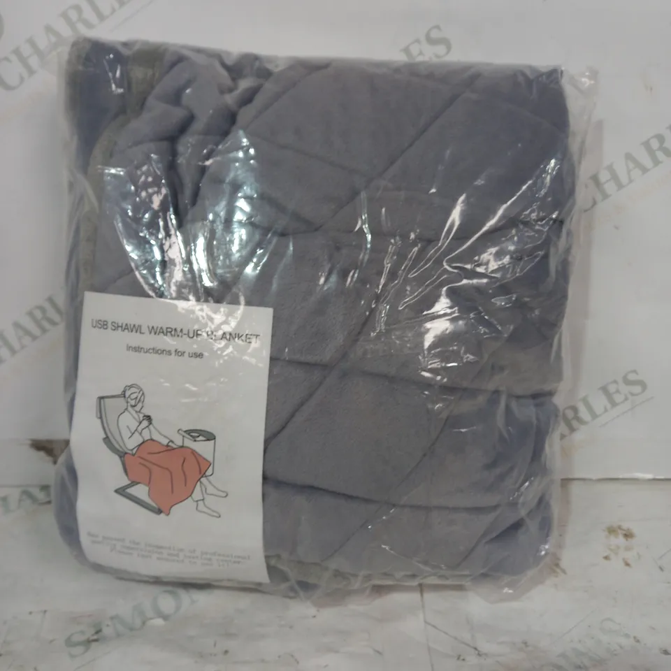 USB SHAWL WARM-UP BLANKET IN GREY