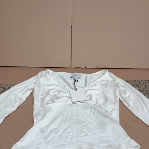 REFORMATION AYLANI KNIT TOP FIOR DE LATTE SMALL TAGGED