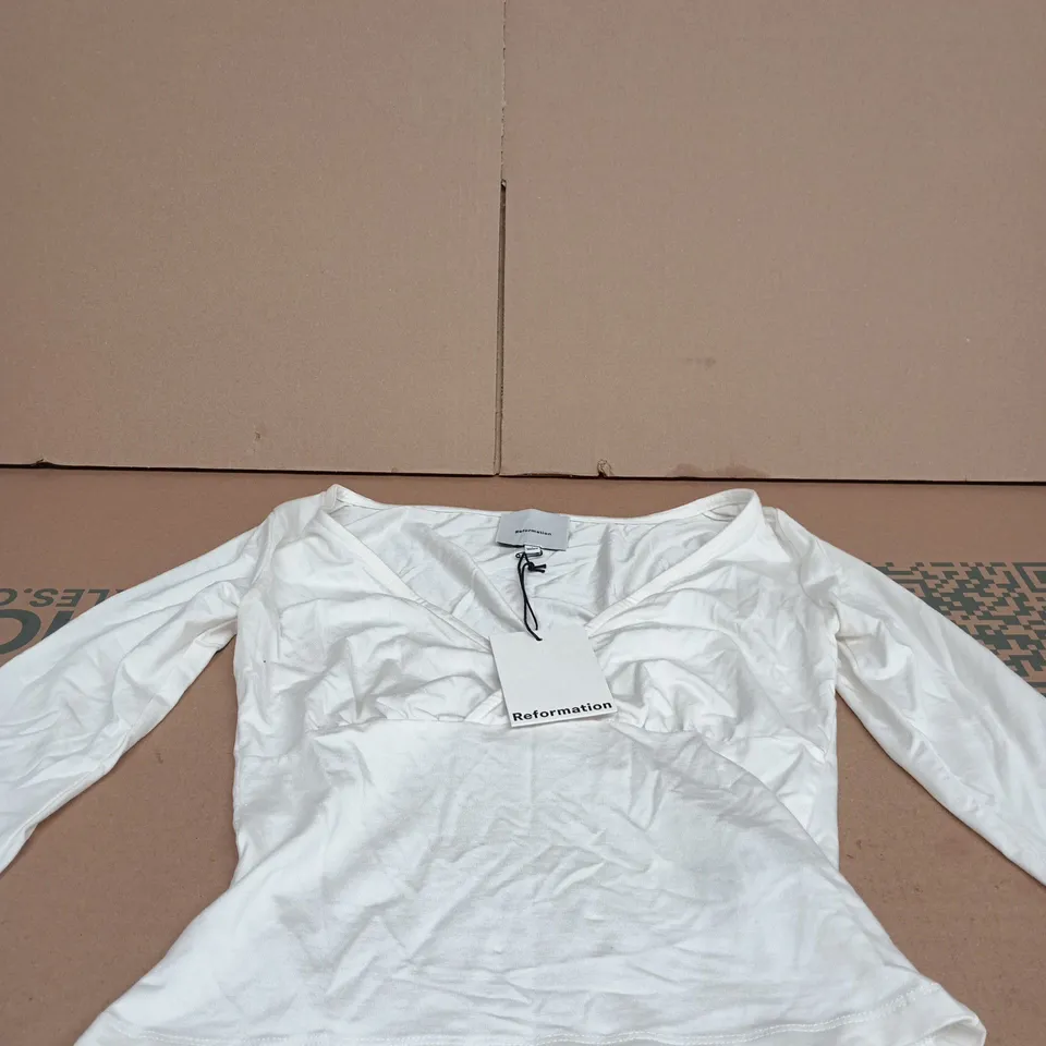REFORMATION AYLANI KNIT TOP FIOR DE LATTE SMALL TAGGED