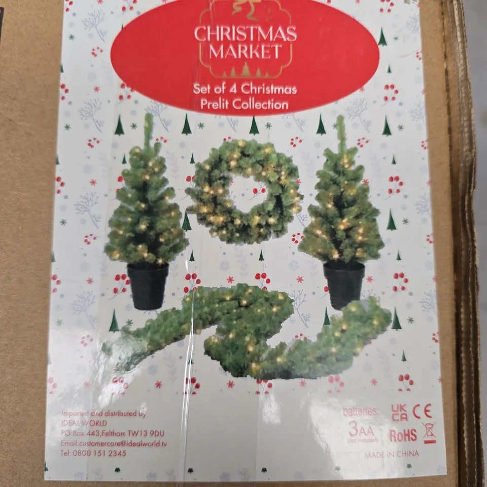 BOXED CHRISTMAS MARKET SET OF PRE-LIT COLLECTION 