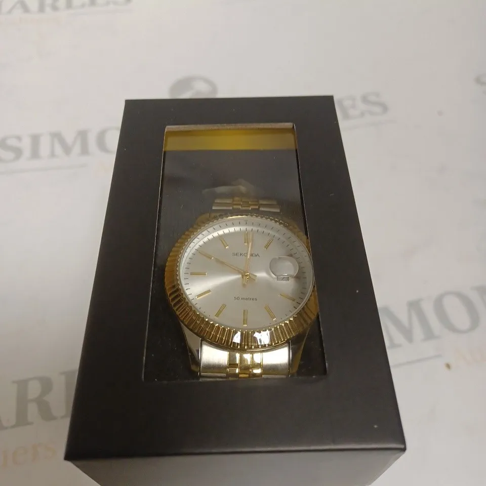 BOXED SEKONDA GOLD AND SILVER WOMENS CIRCULAR WATCH 