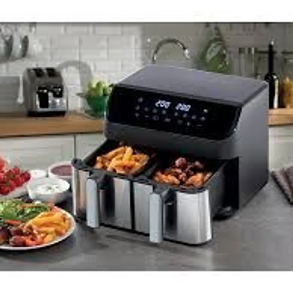 BOXED DAEWOO XL 9L DIGITAL DOUBLE DRAWER AIR FRYER RRP £99