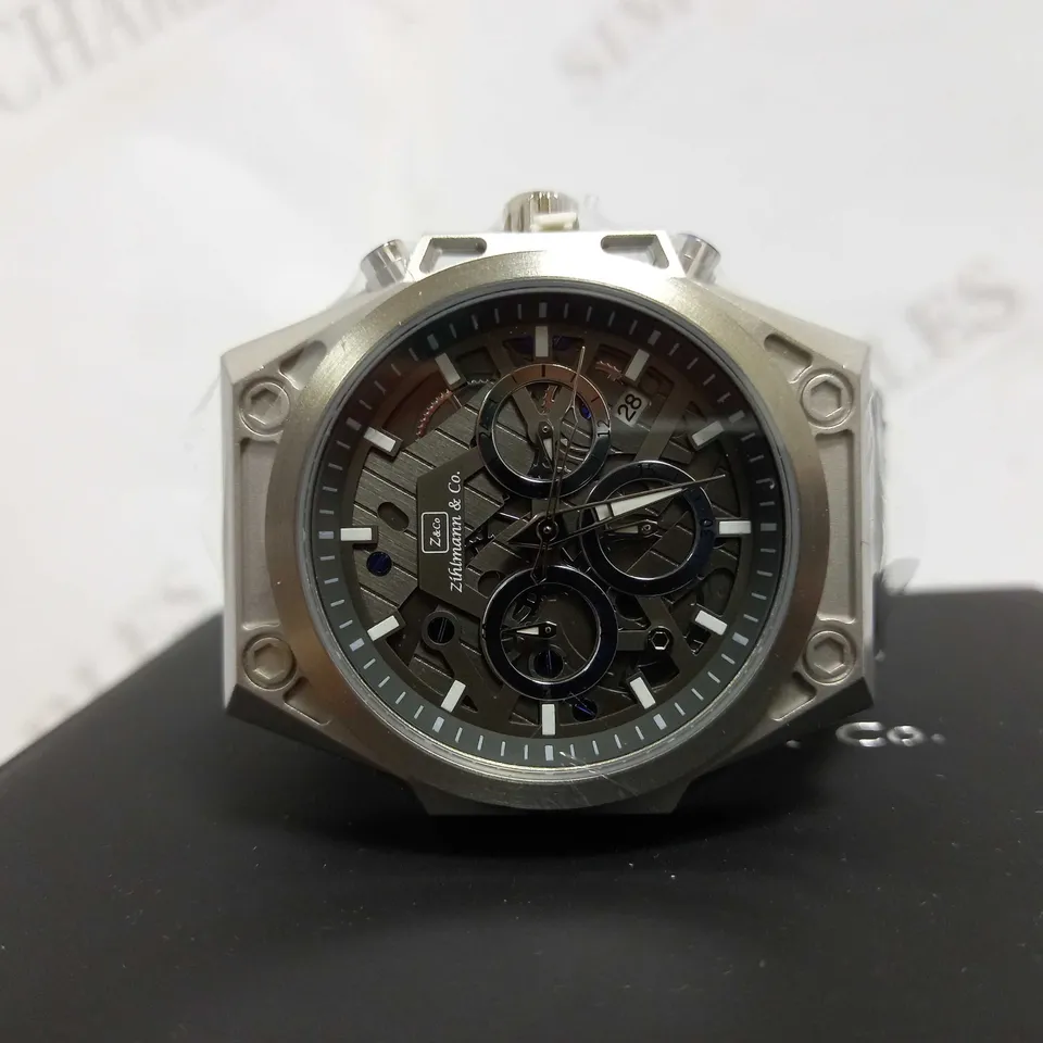 ZIHLMANN & CO TRIPLE DIAL STUD DETAIL LEATHER STRAP WATCH RRP £520