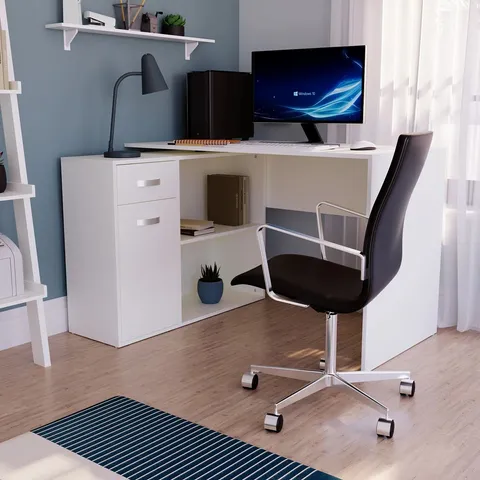 BOXED MUSKOKA LONGTON L-SHAPE COMPUTER DESK - WHITE (2 BOXES)