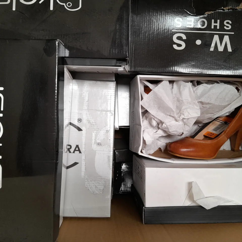 BOX OF APPROXIMATELY 20 ASSORTED PAIRS OF SHOES AND FOOTWEAR ITEMS IN VARIOUS STYLES AND SIZES TO INCLUDE KELSI, CASANDRA, ETC