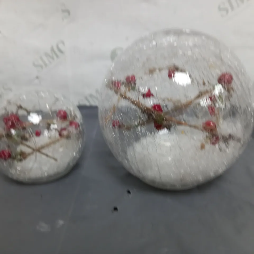 BOXED SET OF 2 GLOBE BERRY DECORATIVE SPHERES