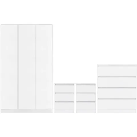 BOXED BRAUNSTEIN 4 PIECES BEDROOM SET - SNOW DRIFT (6 BOXES)