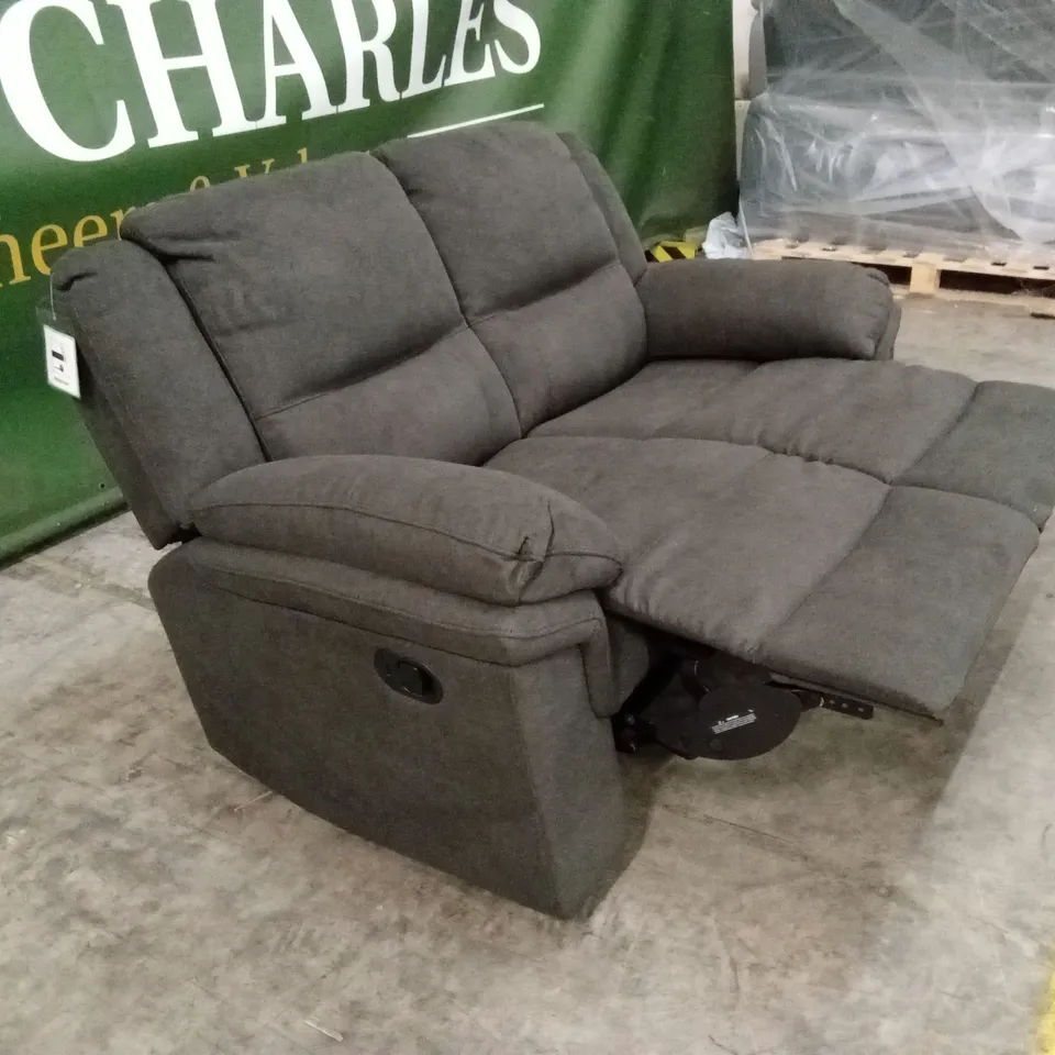 ALBION FABRIC 2 SEATER HIGH BACK MANUAL RECLINER SOFA - CHARCOAL RRP £579