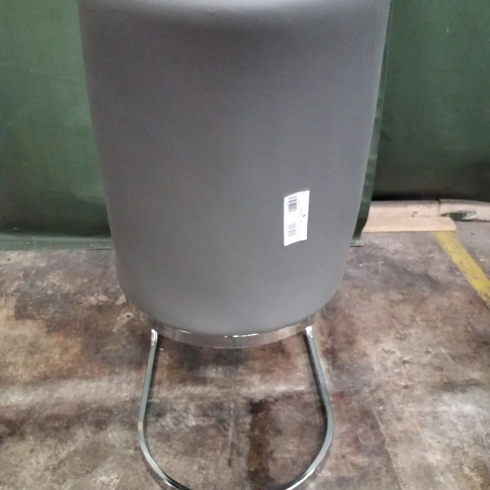 GREY LEATHER DINING CHAIR WITH METAL LEGS