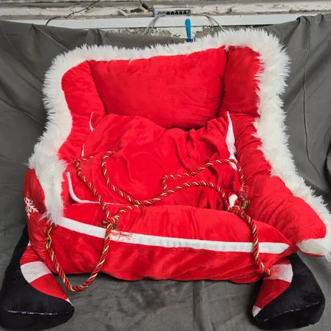 FUNNY FUZZY SLEIGH PET BED IN RED