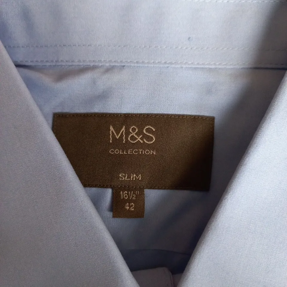 M&S COLLECTION SLIM SHIRT – MEN'S BLUE, 16 1/2 IN COLLAR, CHEST 42