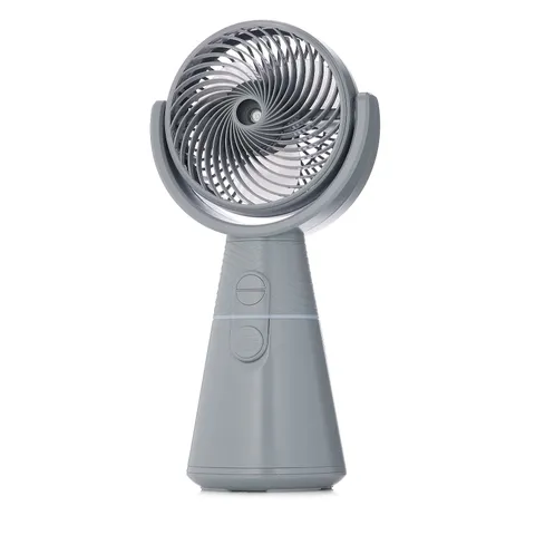 BOXED BELL & HOWELL RECHARGEABLE TURBO MISTING DESK FAN - GREY 