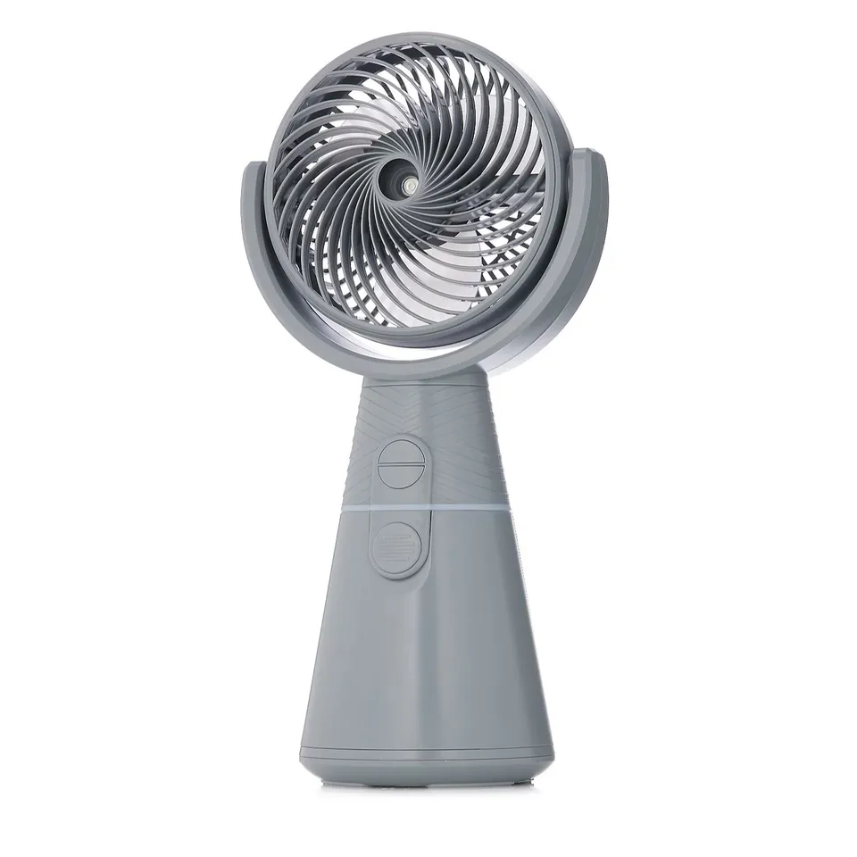 BOXED BELL & HOWELL RECHARGEABLE TURBO MISTING DESK FAN - GREY 