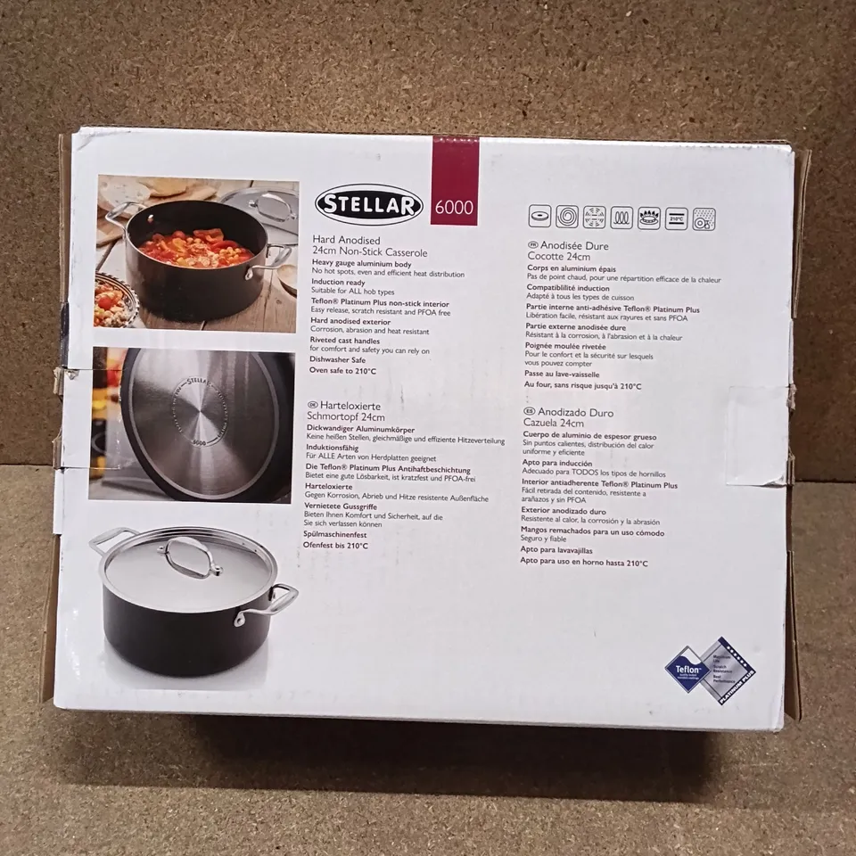 BOXED STELLAR HARD ANODISED 24cm NON-STICK CASSEROLE DISH