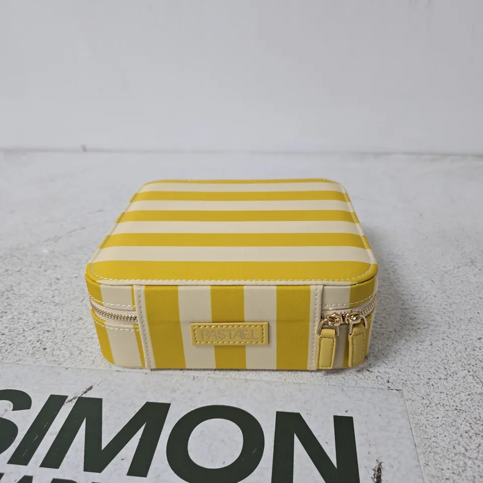 PASTAEL STRIPED TRAVEL JEWELLERY CASE – YELLOW & CREAM