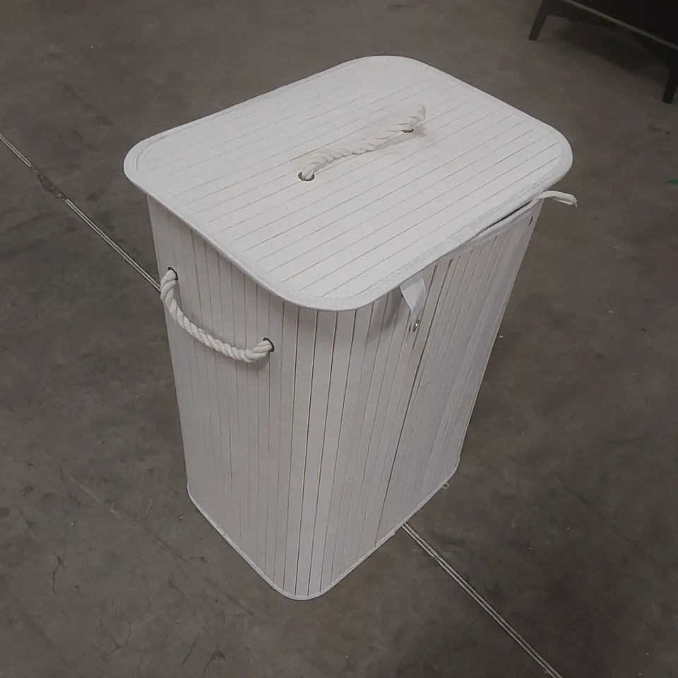 BAMBOO LAUNDRY BASKET, 72L FOLDABLE LAUNDRY HAMPER, RECTANGULAR STORAGE HAMPER WITH 3 HANDLES, 40 X 30 X 60 CM
