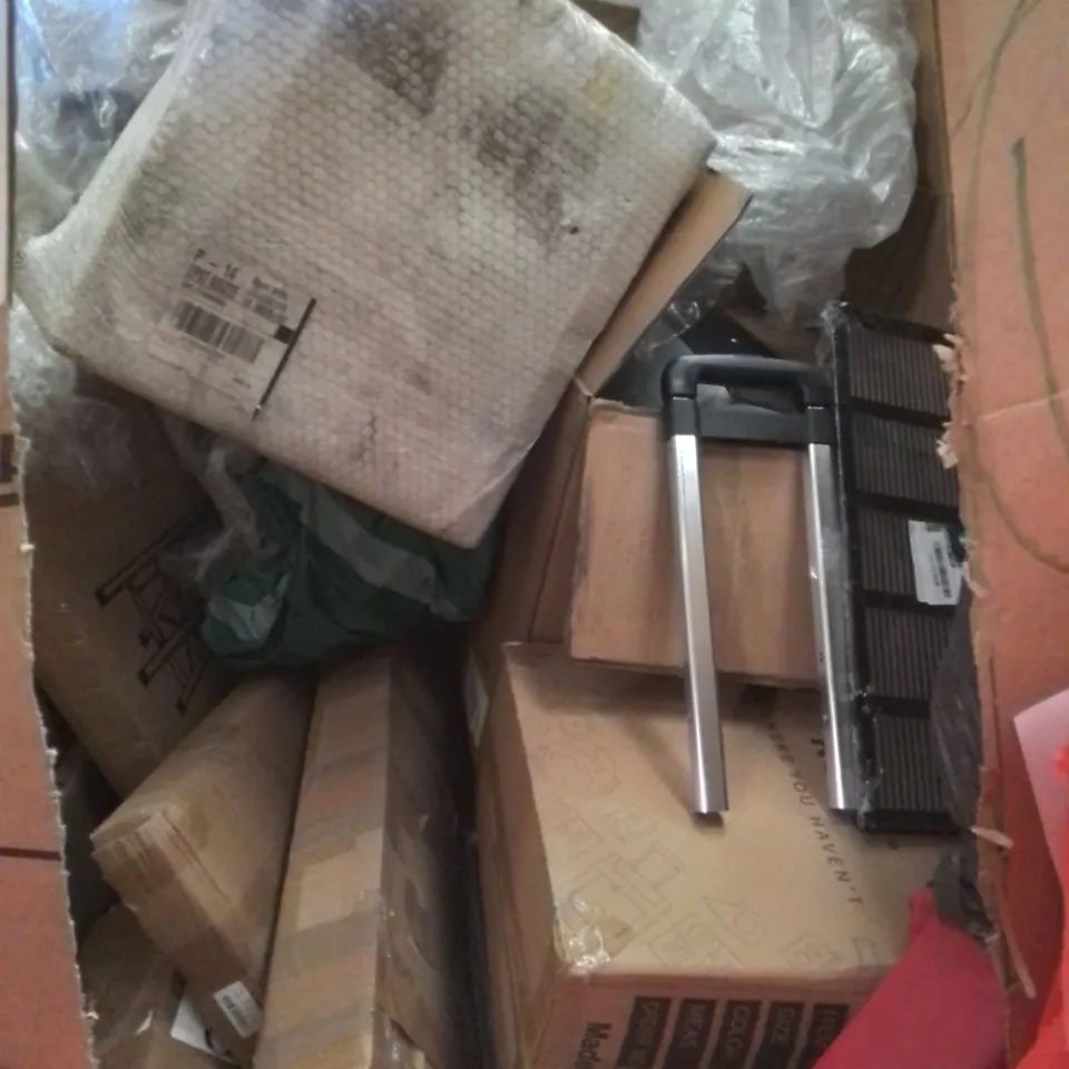 PALLET CONTAINING ASSORTED HOUSEHOLD & HOME IMPROVEMENT PRODUCTS. INCLUDES LADDER, STORAGE POUF, ELECTRIC FRYER, LAPTOP BAG ETC