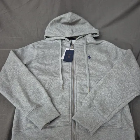 POLO RALPH LAUREN HOODIE – GREY ZIP-UP, SIZE S