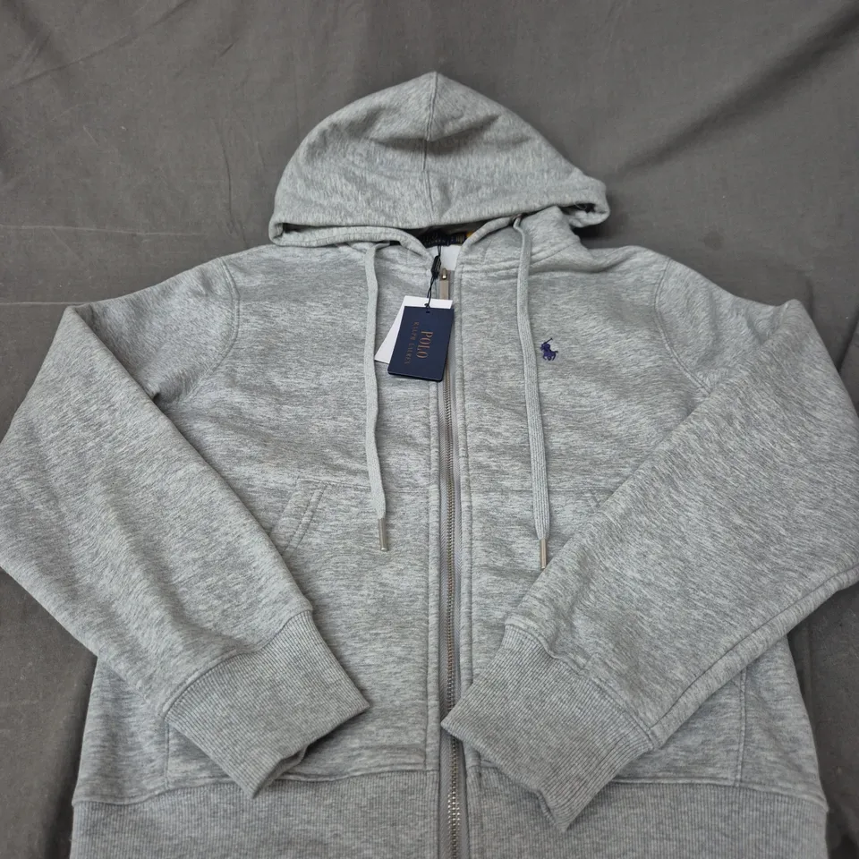 POLO RALPH LAUREN HOODIE – GREY ZIP-UP, SIZE S