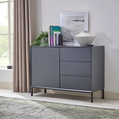 BOXED NOVA SMALL SIDEBOARD WITH DRAWERS - CHARCOAL (1 BOX)