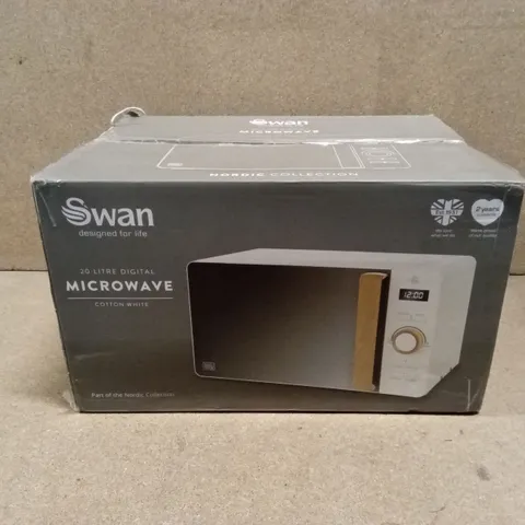 BOXED SWAN 20L 800W DIGITAL MICROWAVE - COTTON WHITE