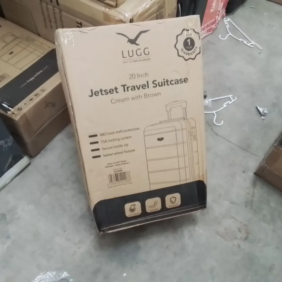 BOXED LUGG - JETSET TRAVEL SUITCASE CREAM &  BROWN