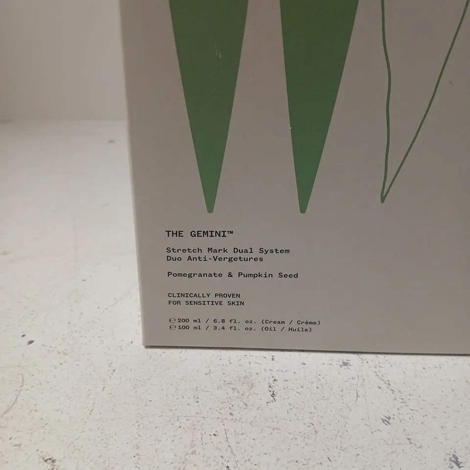 THE GEMINI CREAM & OIL DUO – POMEGRANATE & PUMPKIN SEED, STRETCH MARK DUAL SYSTEM (BOXED SET)