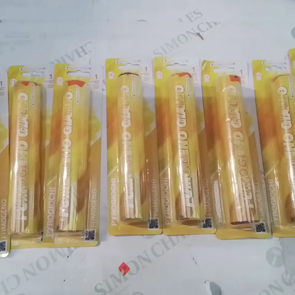 BOX CONTAINING 8 BRAND NEW YELLOW SMOKE FLARES (OVER 18 ONLY) (COLLECTION ONLY)