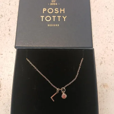 POSH TOTTY DESIGNS BIRTHSTONE & INITIAL CHARM NECKLACE STERLING SILVER