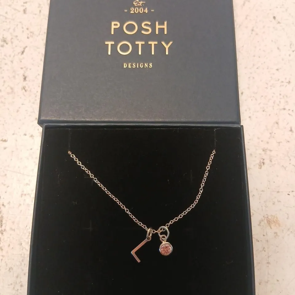POSH TOTTY DESIGNS BIRTHSTONE & INITIAL CHARM NECKLACE STERLING SILVER