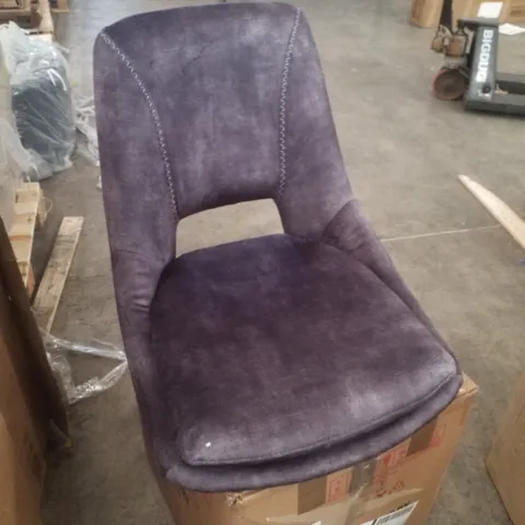 BOXED SET OF 2 DARK GREY FABRIC DINING CHAIRS 