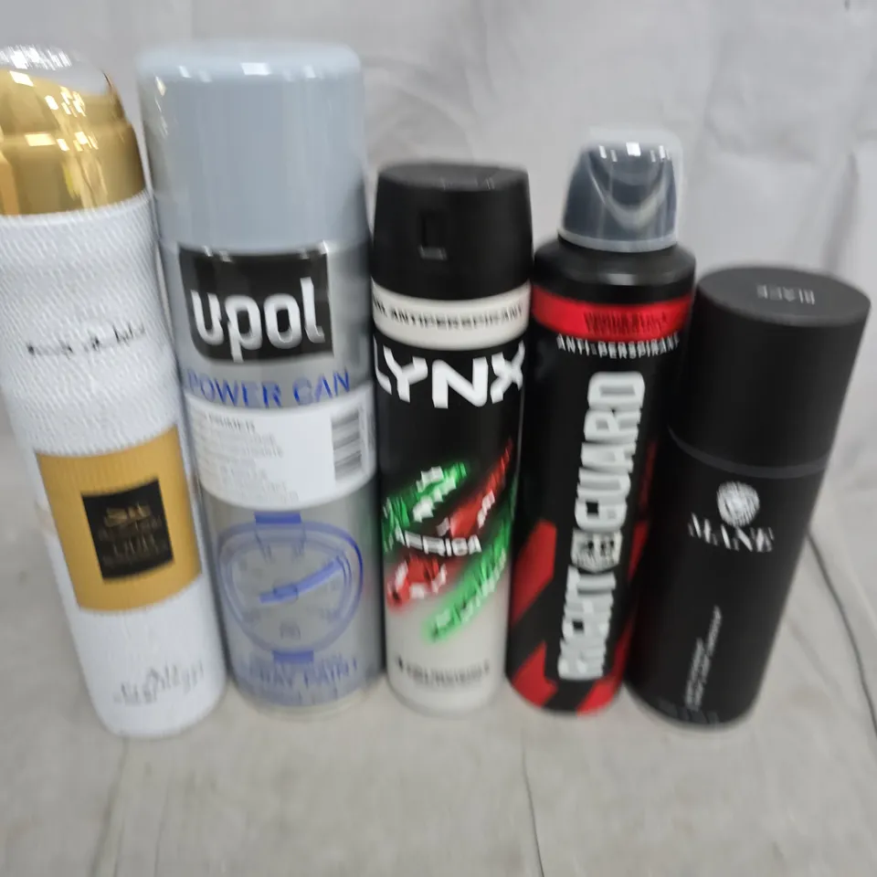 APPROXIMATELY 10 ASSORTED AEROSOLS TO INCLUDE LYNX, RIGHT GUARD AND MANE
