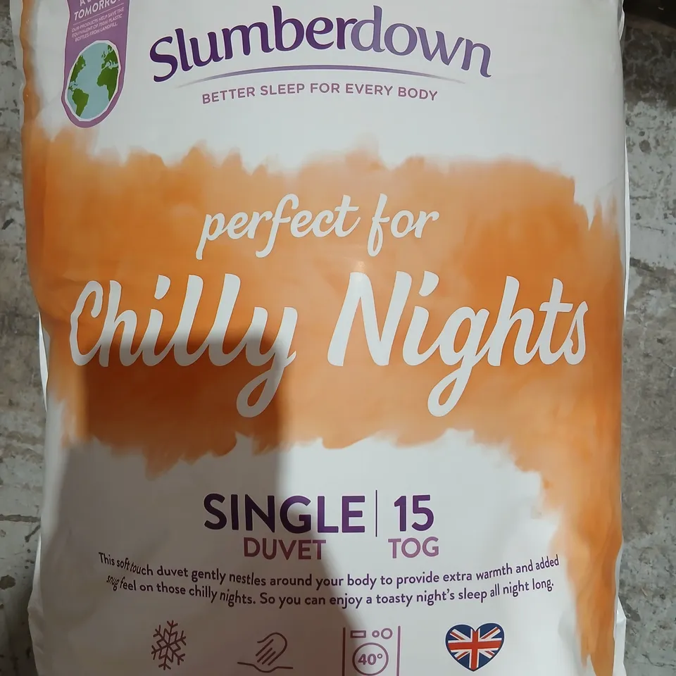 SLUMBERDOWN SINGLE DUVET 15 TOG – MADE IN THE UK, SOFT TOUCH COVER