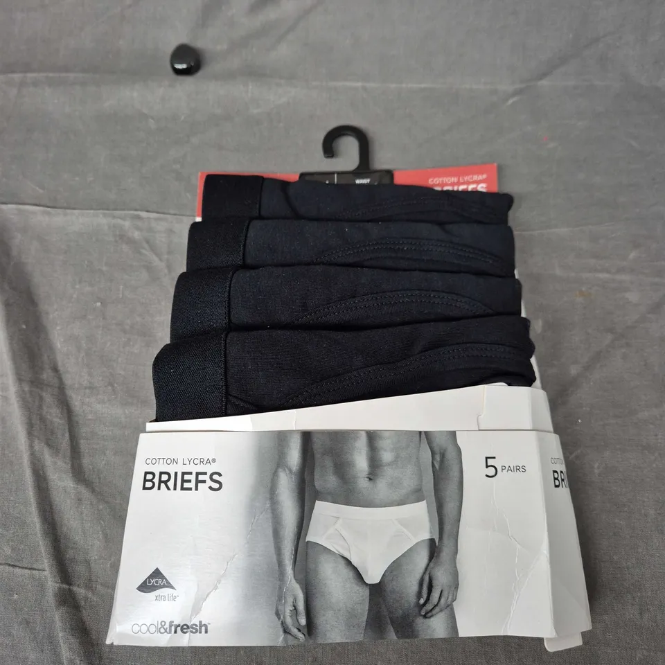 M&S Cotton Lycra Briefs – 4 Pairs, Black