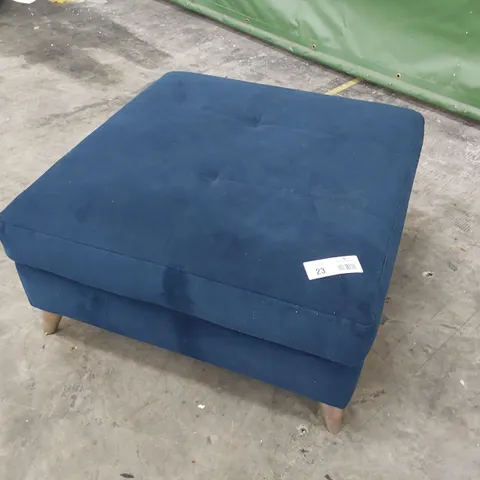 QUALITY BRITISH MADE LOUNGE Co LARGE SQUARE FOOTSTOOL PLUSH BLUE FABRIC