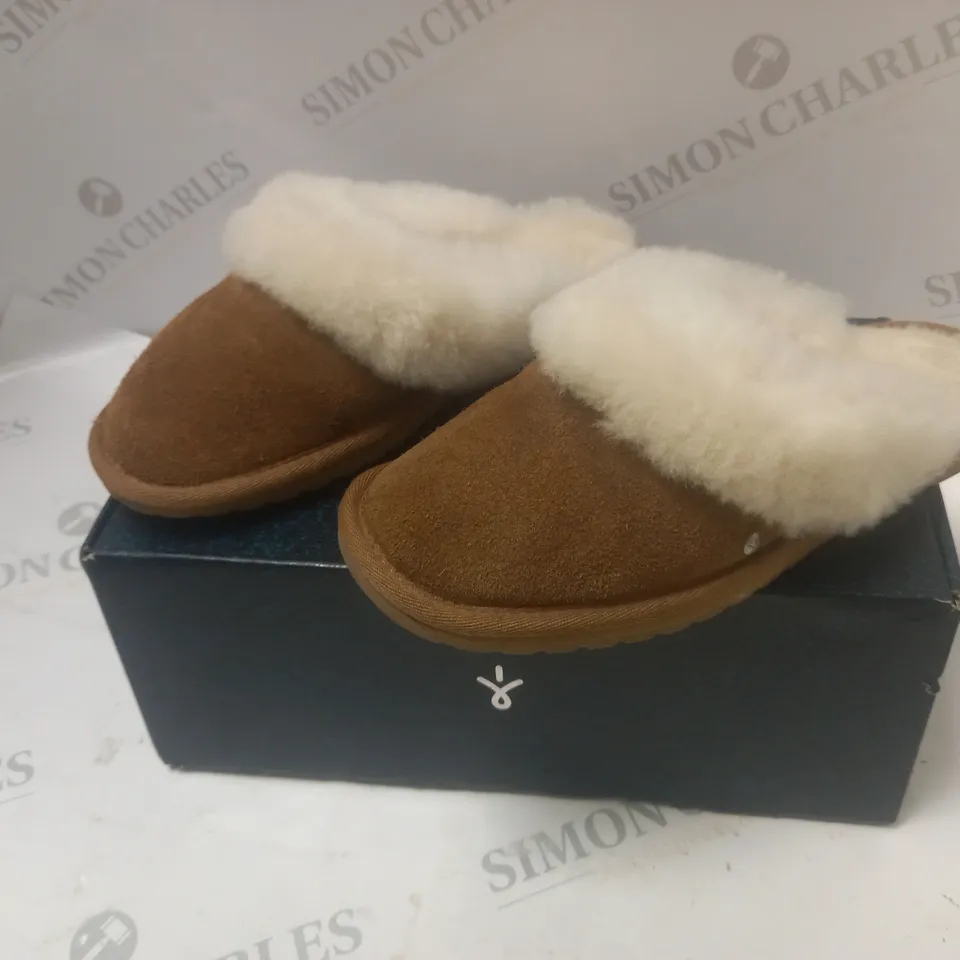 BOXED CAMEL MONCH SLIPPERS - SIZE 5