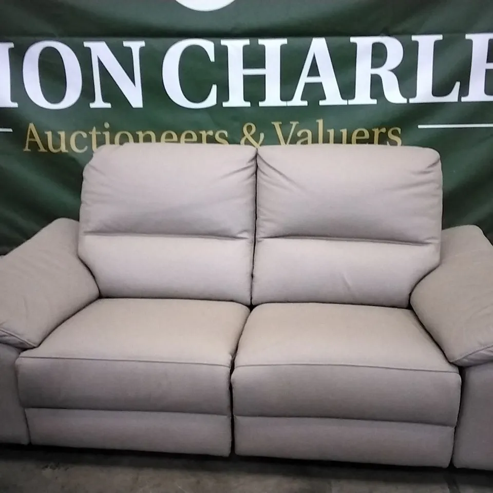 QUALITY DESIGNER CREAM LEATHER ELECTRIC RECLINER 2 SEATER SOFA