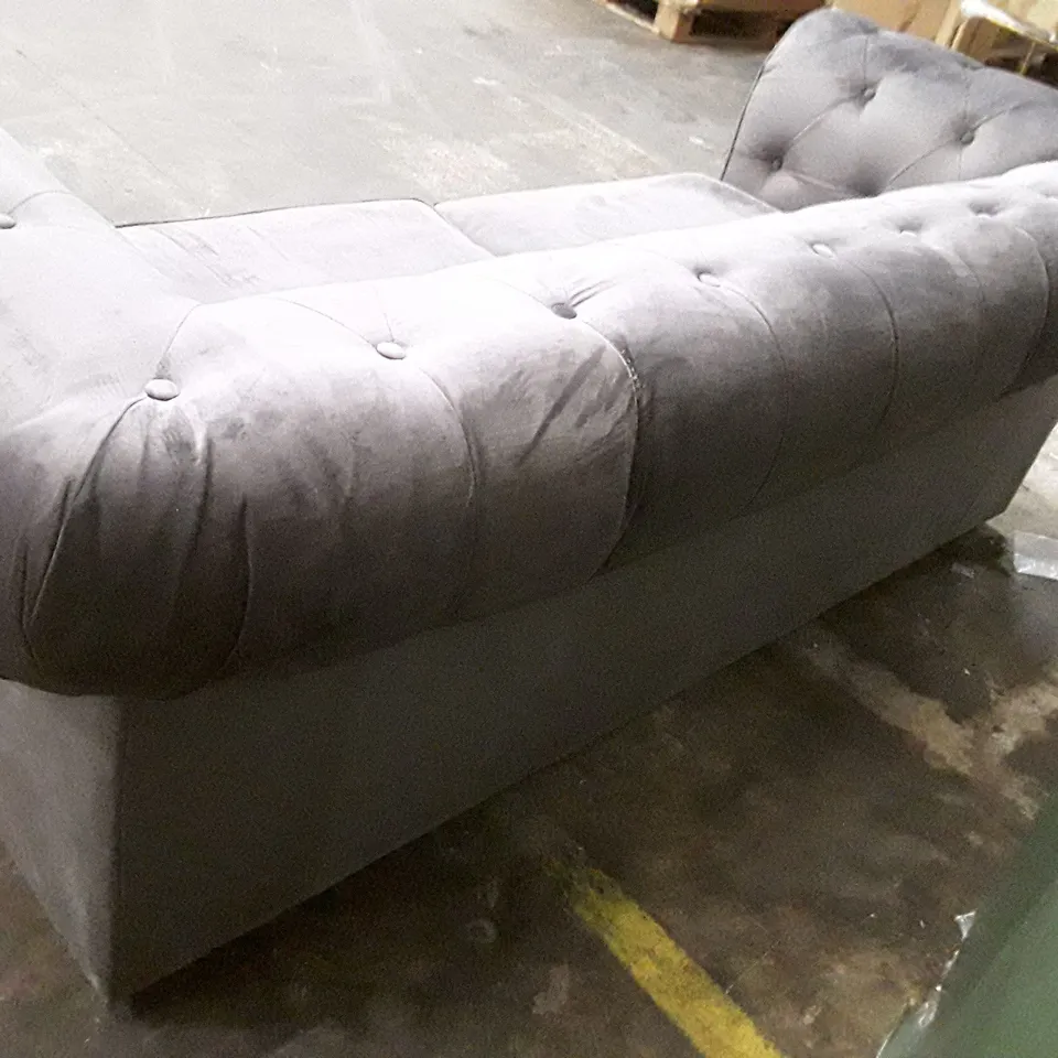 QUALITY DESIGNER AARON 3 SEATER SOFA - CHARCOAL VELVET FABRIC
